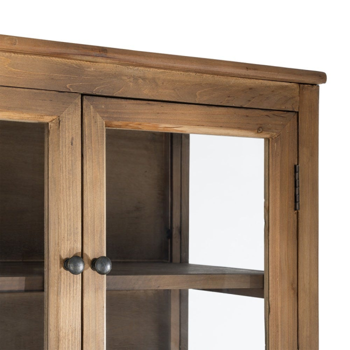 Vitrină din lemn reciclat maro cu usi din sticla si 3 module 80x40x202 cm [9]