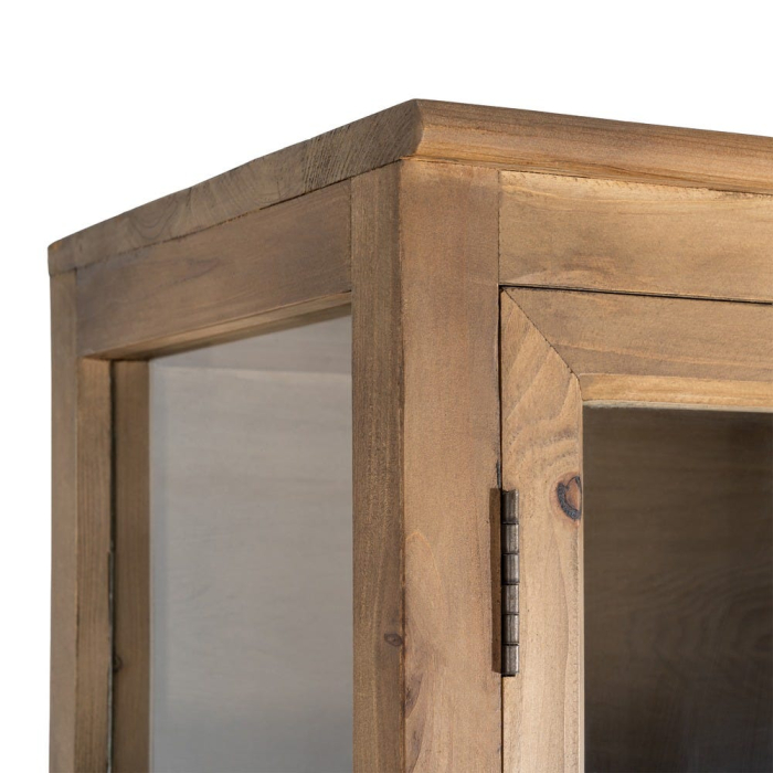 Vitrină din lemn reciclat maro cu usi din sticla si 3 module 80x40x202 cm [6]