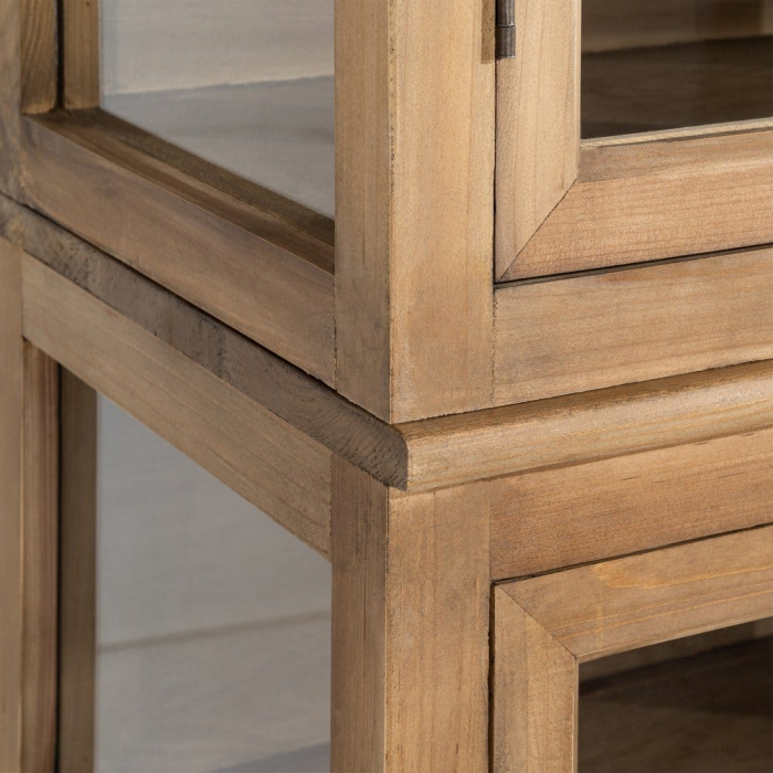 Vitrină din lemn reciclat maro cu usi din sticla si 3 module 80x40x202 cm [7]