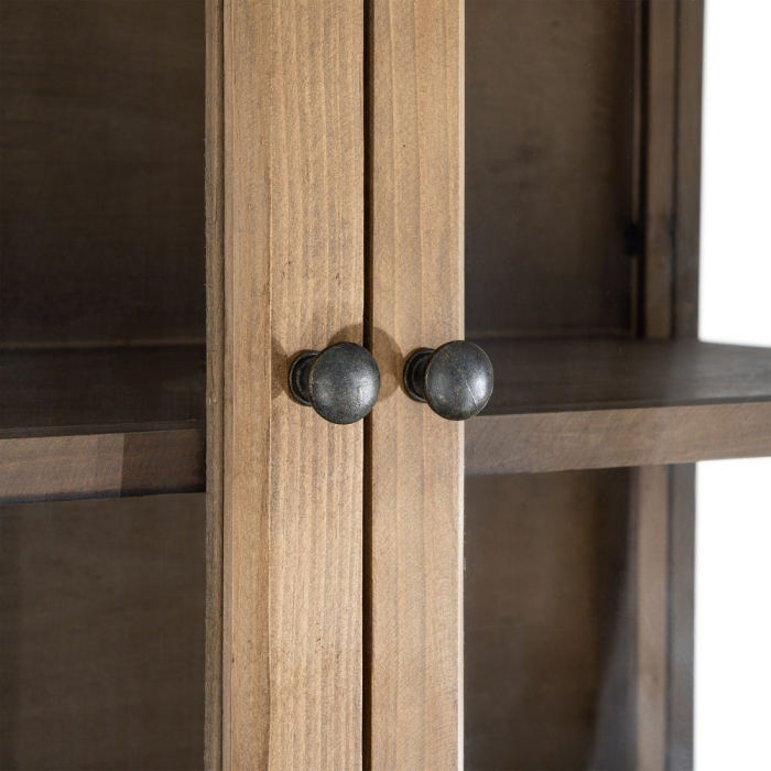 Vitrină din lemn reciclat maro cu usi din sticla si 3 module 80x40x202 cm [8]