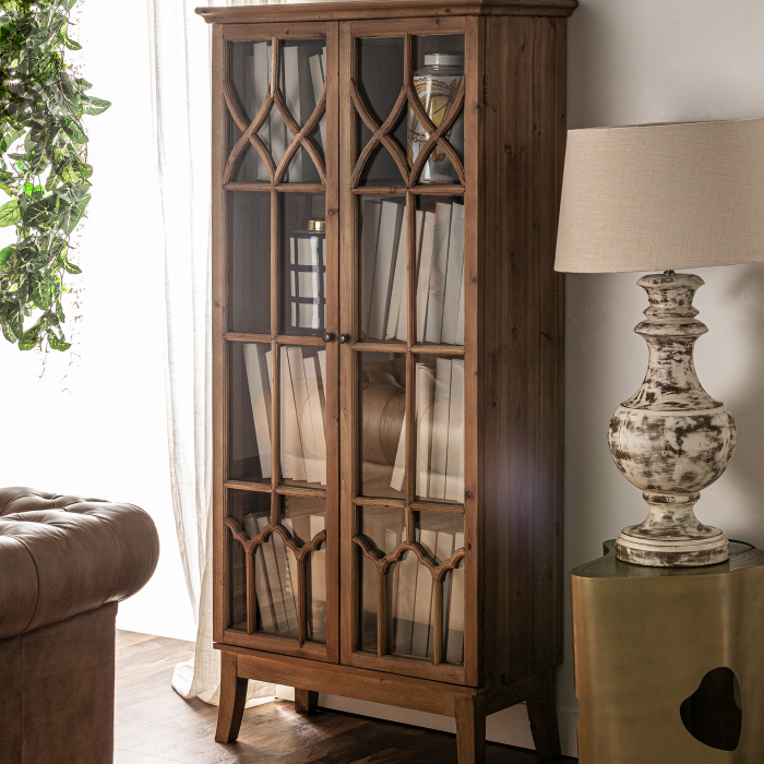 Vitrina clasica lemn ulm maro|Vitrine elegante [8]