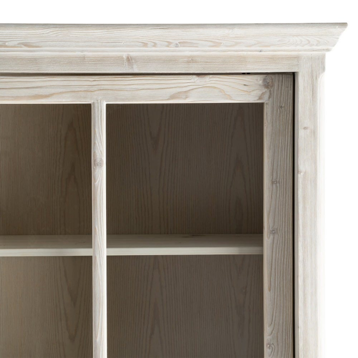 Vitrină din lemn de pin alb patinat cu sticlă [9]