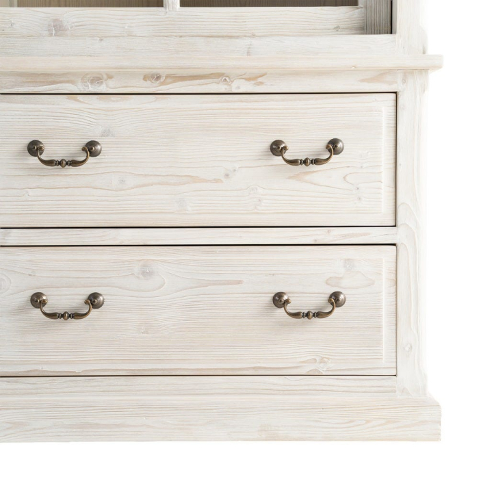 Vitrină din lemn de pin alb patinat cu sticlă [10]