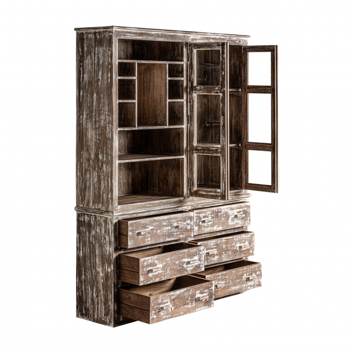 Vitrina rustica lemn mango alb maro|Vitrine elegante [3]