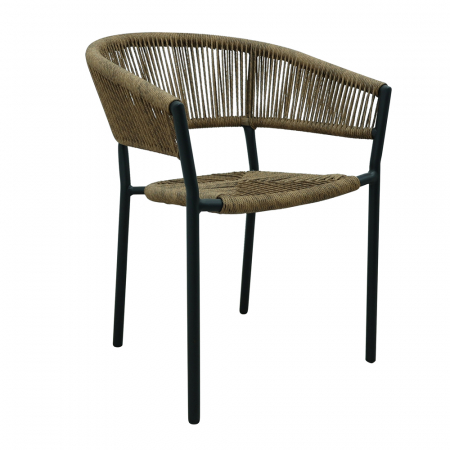 Scaune Stivuibile - Scaun Breeze cu împletitură nuc și cadru aluminiu