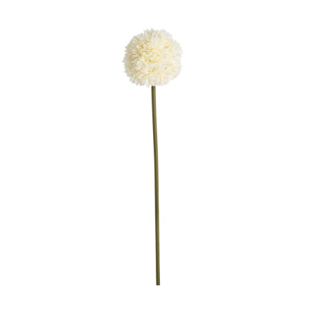 Flori, Plante artificiale - Allium artificial alb-crem cu cap sferic din petale înguste pe tijă verde de 110 cm