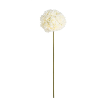 Flori, Plante artificiale - Allium artificial alb-crem cu cap sferic din petale înguste pe tijă verde de 130 cm