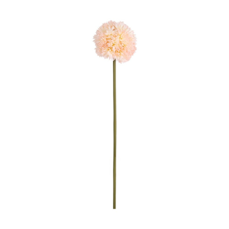 Romantic - Allium artificial roz somon cu cap sferic din petale înguste pe tijă verde de 110 cm