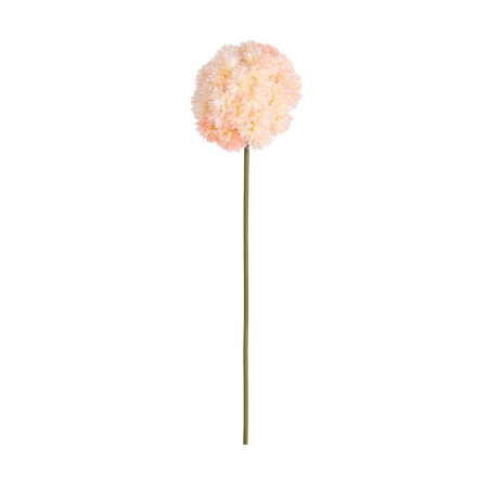Romantic - Allium artificial roz somon cu cap sferic din petale înguste pe tijă verde de 130 cm