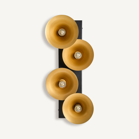 Aplica, Lampa de perete - Aplică de perete din metal auriu cu forme circulare