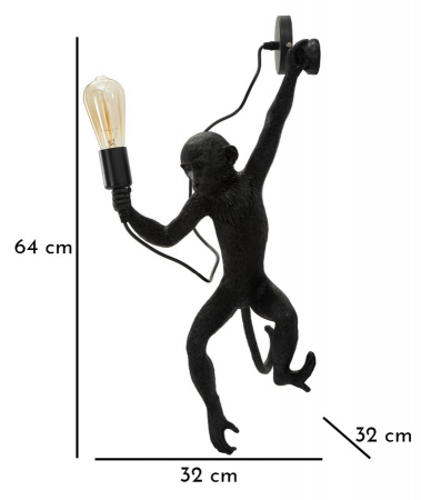 Aplică decorativă modernă neagră din rășină sculpturală Monkey [9]