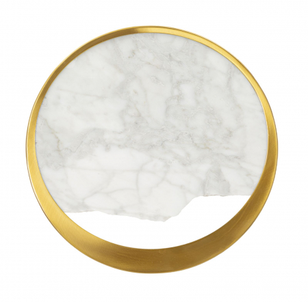 Corpuri de iluminat - Aplică decorativă modernă rotundă marmură albă ramă aurie Marble