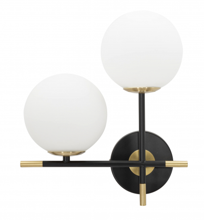 Aplica, Lampa de perete - Aplica dubla negru auriu cu sfere albe Darky | creativdeco