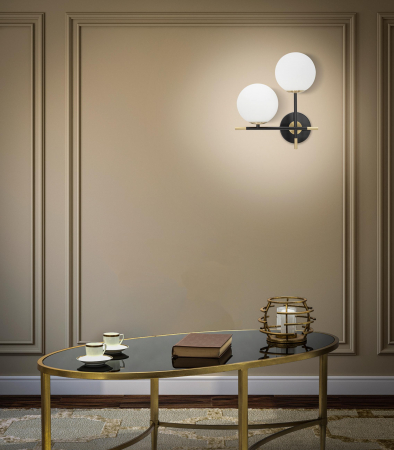 Aplica dubla negru auriu cu sfere albe Darky | creativdeco [1]