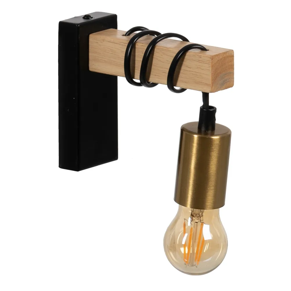Aplica, Lampa de perete - Aplica perete, lemn/metal, negru/natu/auriu, Ixia