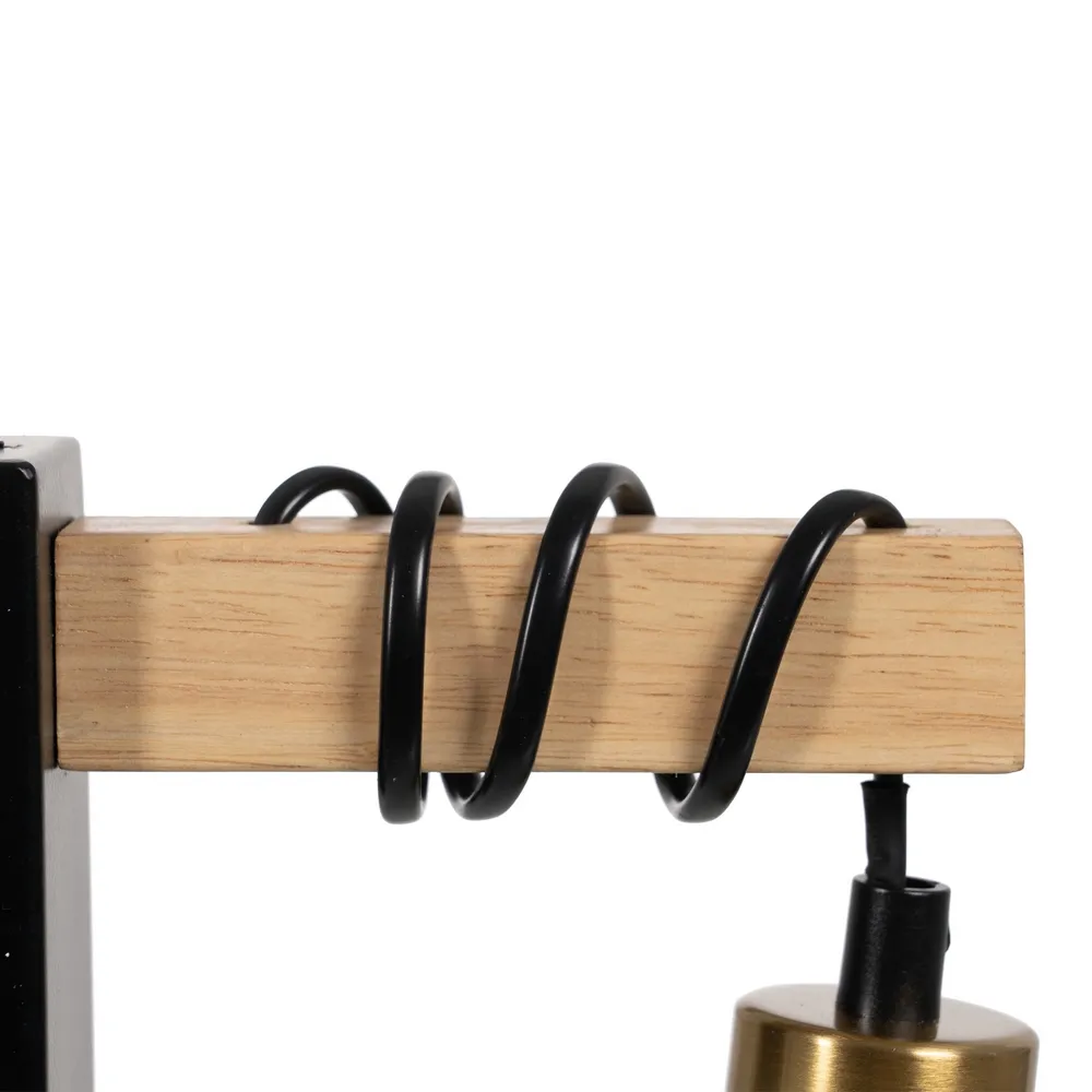Aplica perete, lemn/metal, negru/natu/auriu, Ixia [4]