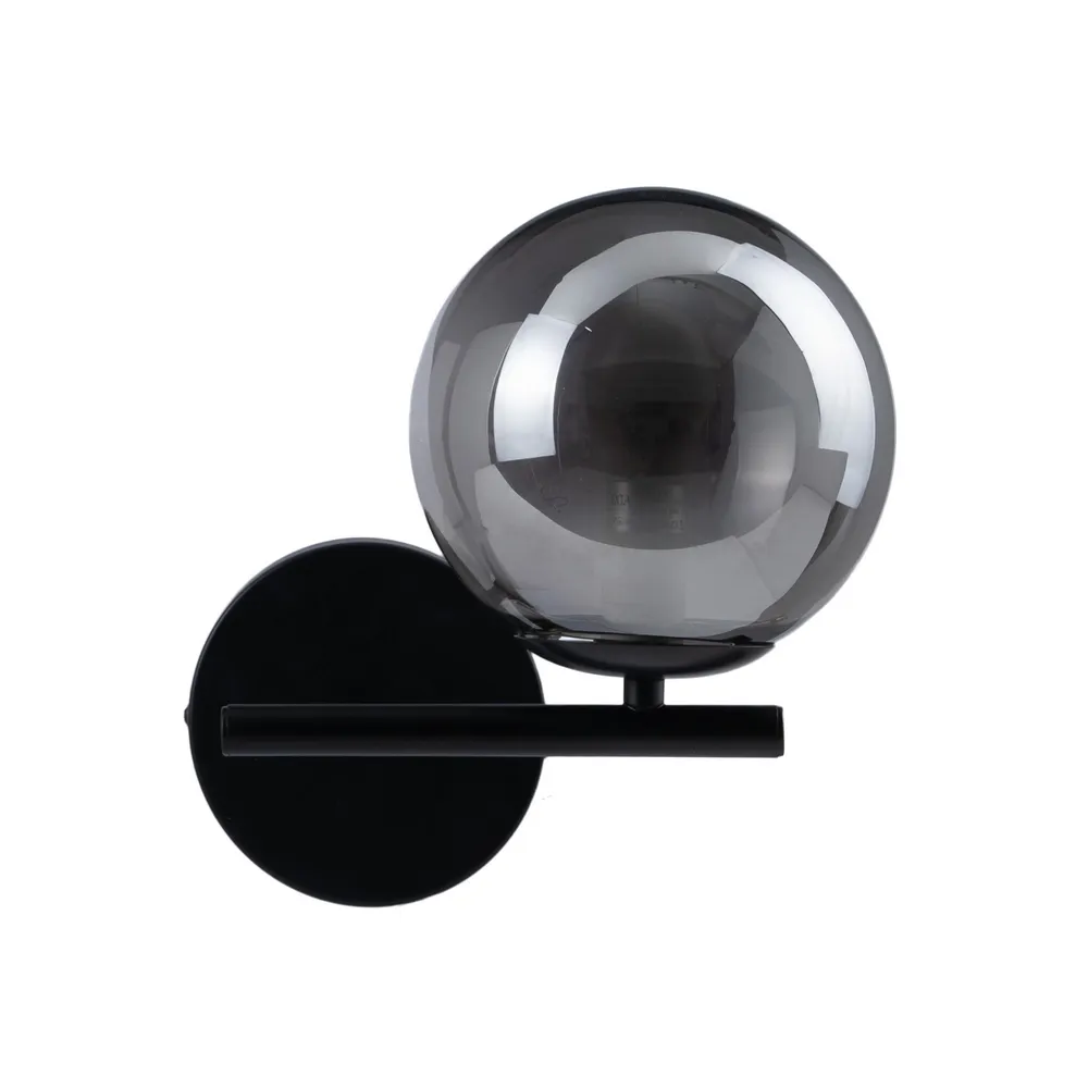 Aplica, Lampa de perete - Aplica perete moderna, metal negru si sticla - creativdeco.ro