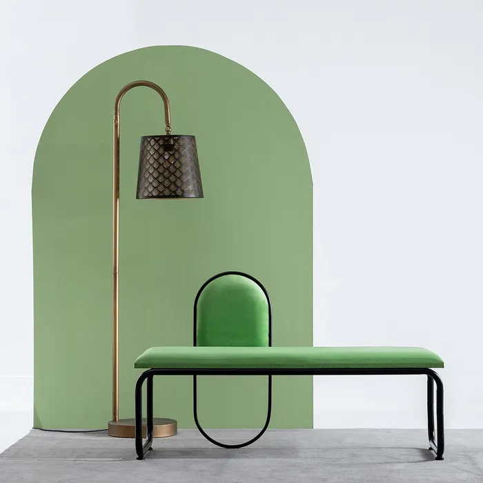 Bancuta, Catifea Verde, Metal Negru - creativdeco.ro [1]