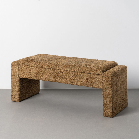 Bancute in Stil Scandinav - Bancă cu spațiu de depozitare din stofă ocru