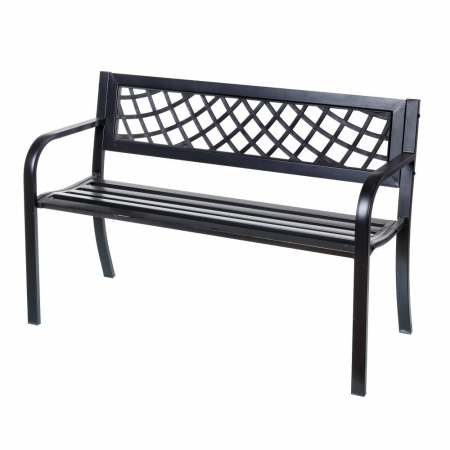 Mobilier Gradina - Banca Viko din oțel cu spătar decor rășină, stil clasic exterior