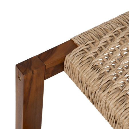 Bancă din lemn de tec cu șezut împletit [2]