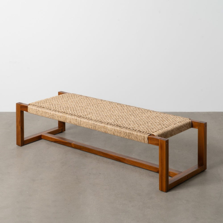 Bancă din lemn de tec cu șezut împletit [8]