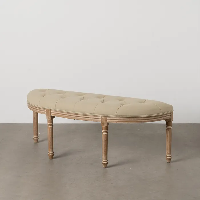 Banchete, Bancute - Banchetă ovală din lemn și poliester pentru interioare elegante|Banchete din lemn pentru decoruri moderne