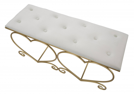 Bancheta crem din catifea baza aurie Heart | CreativDeco.ro [3]