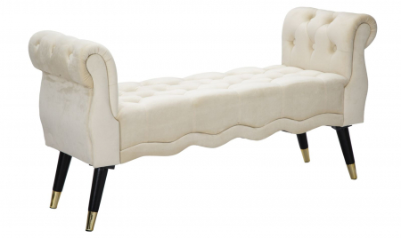 Bancheta Paris, stofa crem, lemn negru auriu
