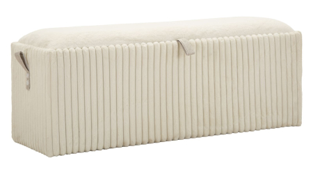 Banchete, Bancute - Banchetă tapițată albă cu spațiu de depozitare textură plisată design modern