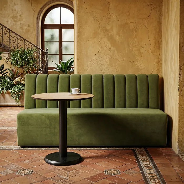 Mobilier - Banchetă tapițată din stofă verde pentru dining și lounge
