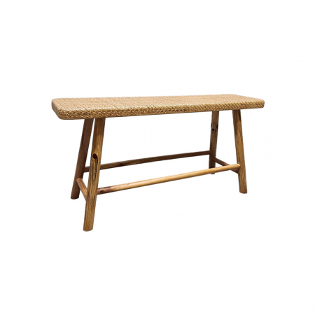 Mobilier Gradina - Băncuță lemn și ratan natural Kamira Stool