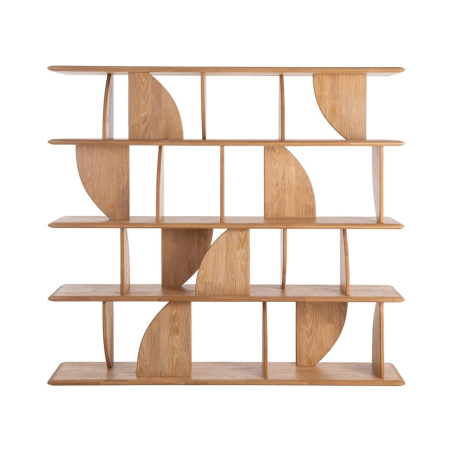 Bibliotecă din lemn de cauciuc cu design geometric [2]