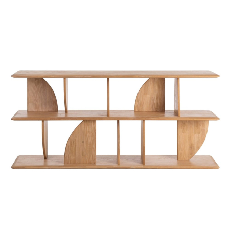 Bibliotecă din lemn de cauciuc cu rafturi deschise și module grafice – imagine principală [2]