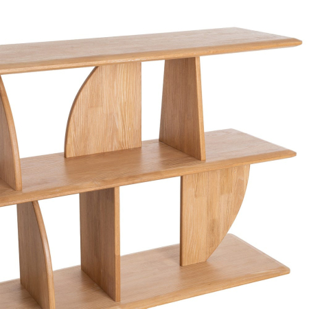 Bibliotecă din lemn de cauciuc cu rafturi deschise și module grafice – imagine principală [3]