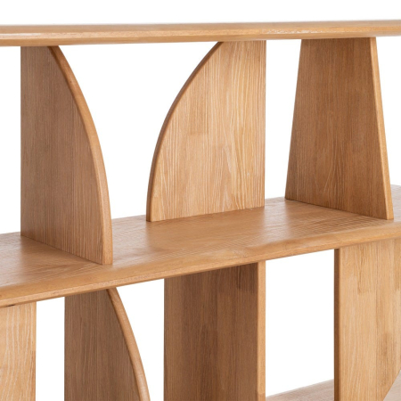 Bibliotecă din lemn de cauciuc cu rafturi deschise și module grafice – imagine principală [6]