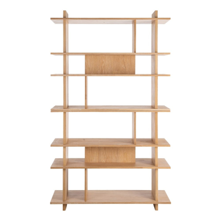 Bibliotecă din lemn natur de cauciuc cu rafturi deschise – imagine principală [2]