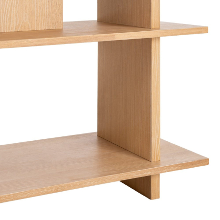 Bibliotecă din lemn natur de cauciuc cu rafturi deschise – imagine principală [6]