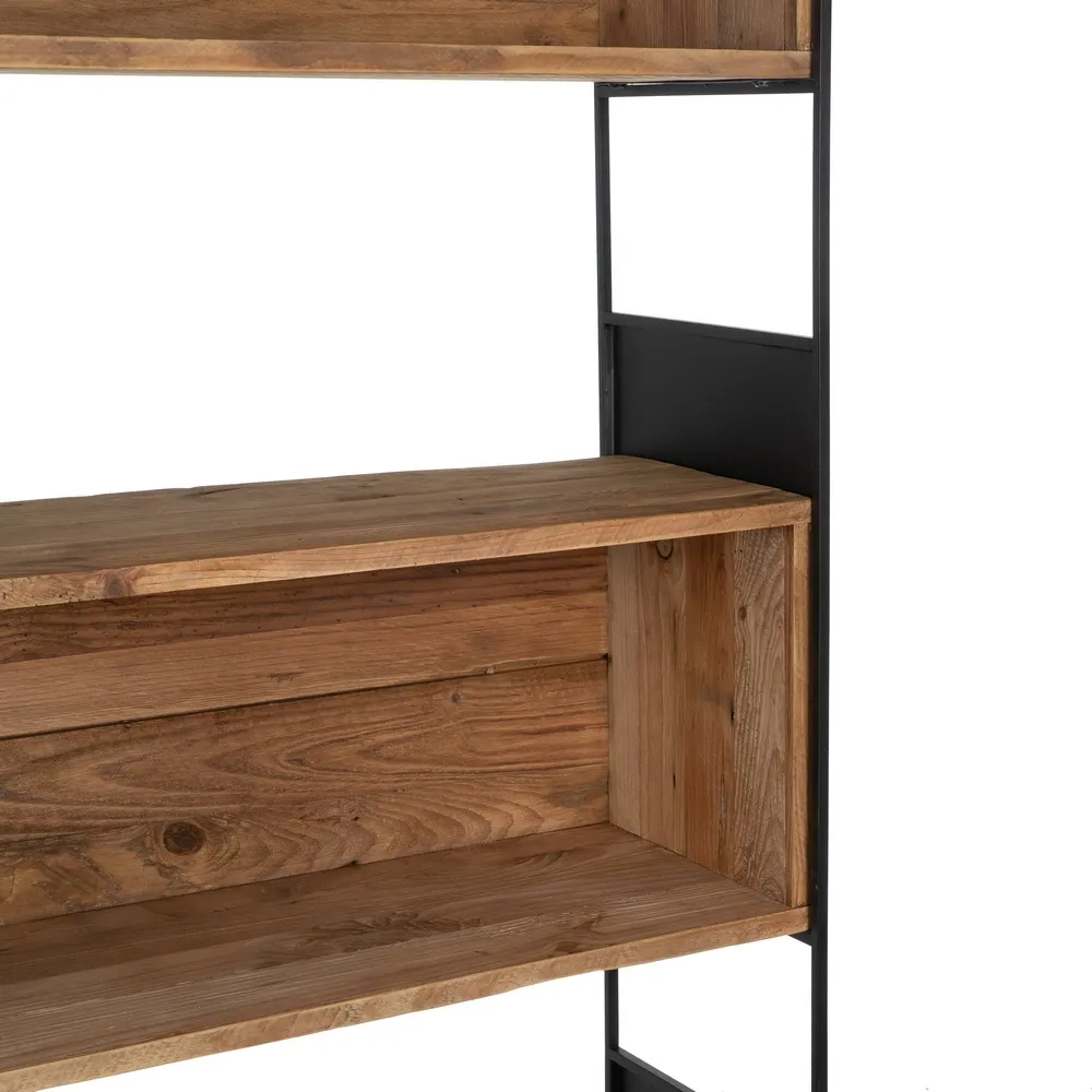 Biblioteca industriala lemn reciclat | Rafturi moderne [4]