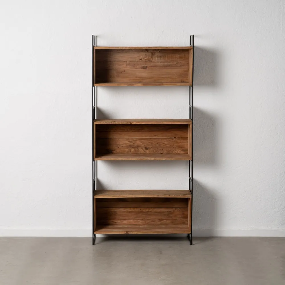 Biblioteca, rafturi, vitrine - Biblioteca industriala lemn reciclat | Rafturi moderne