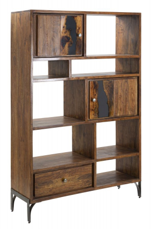 Biblioteca, rafturi, vitrine - Bibliotecă lemn masiv stil industrial CreativDeco