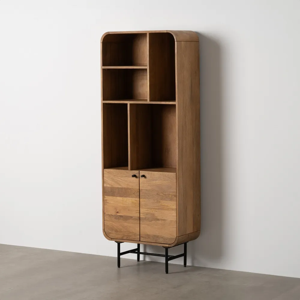 Mahon - Biblioteca rotunjita mango | Mobilier organizare living modern