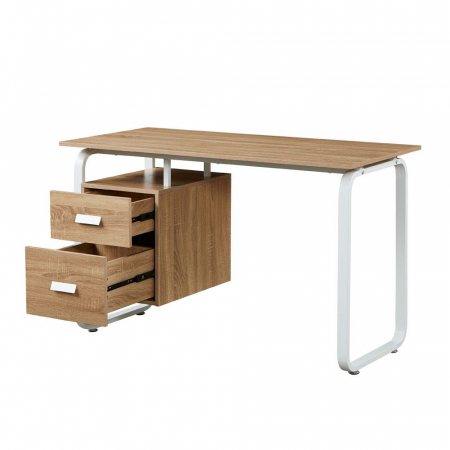 Birou compact metal alb PAL natur cu 2 sertare – model Voler pentru home office sau studiu [3]
