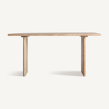 Mobilier - Birou din lemn de mango cu blat lung, muchii rotunjite și două picioare late, plate