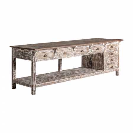 Birou rustic lemn tropical alb-maro|Birouri spatioase [1]