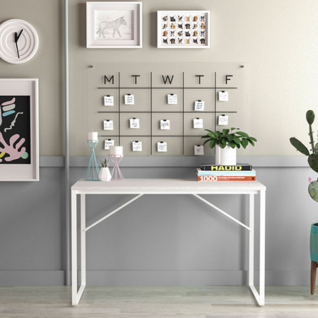 Birou MDF alb Formula Desk cu cadru metalic alb [1]