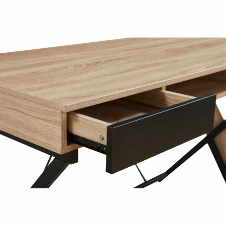 Birou stejar metal Double X cu sertar și blat generos [3]