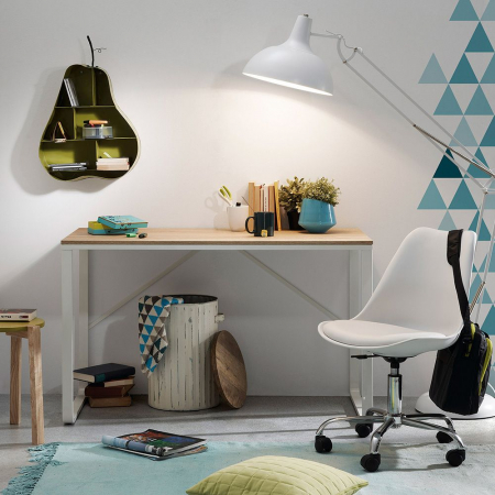 Birou Forma cu structură albă și blat sonoma [1]