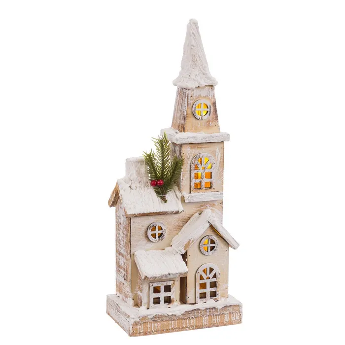 Obiecte decorative - Biserica Iluminata de Craciun CreativDeco - Decor Festiv cu LED pentru Interior