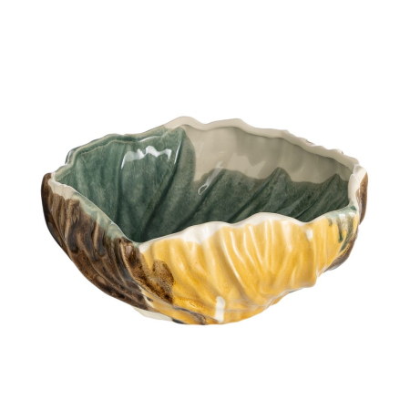 Servirea mesei - Bol decorativ ceramic bicolor galben-verde